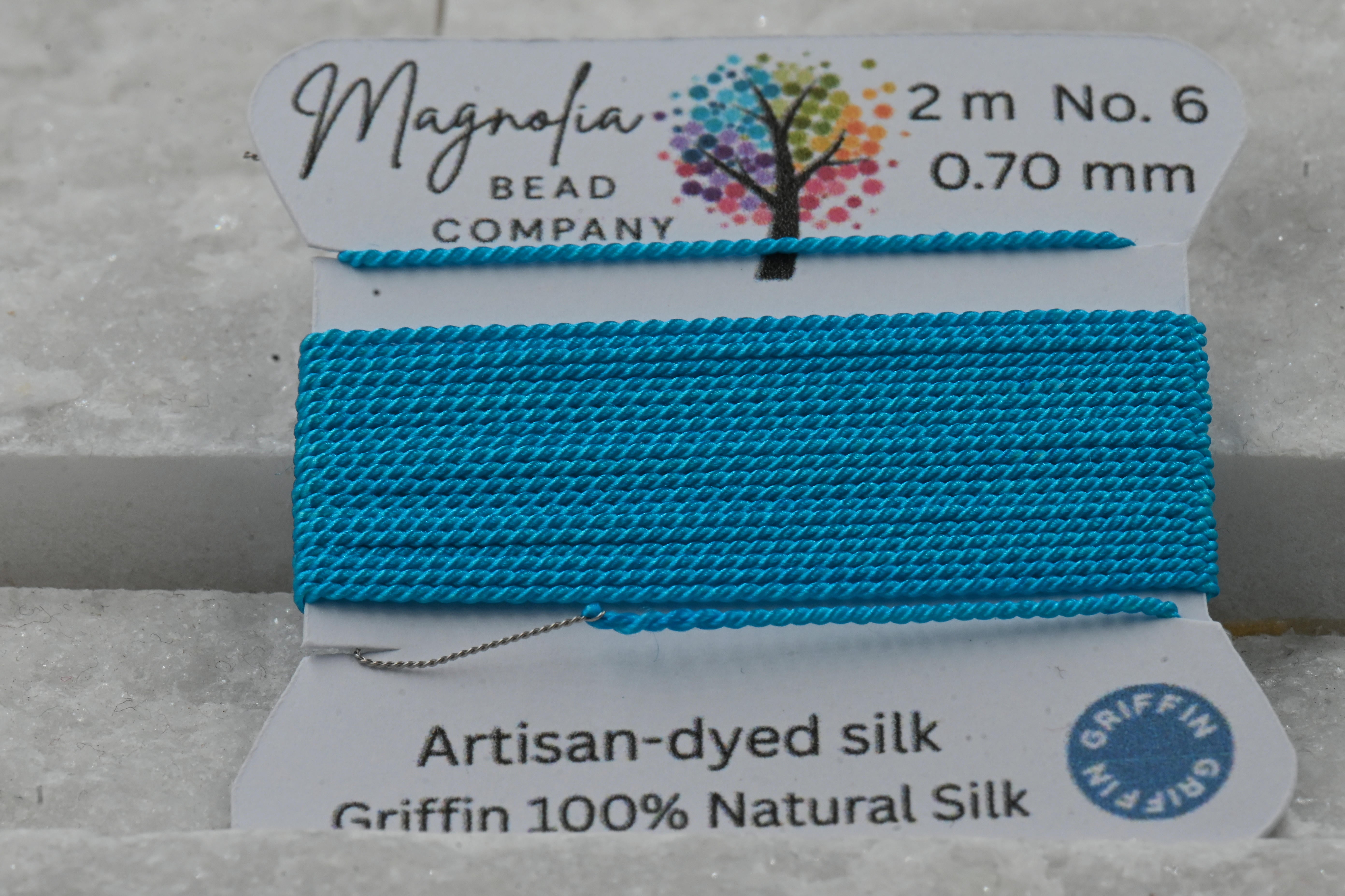 Caribbean Blue Griffin Silk Cord – Hand-Dyed Thread for Knotting, Jewelry Making, Pendant Stringing