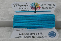 Caribbean Blue Griffin Silk Cord – Hand-Dyed Thread for Knotting, Jewelry Making, Pendant Stringing