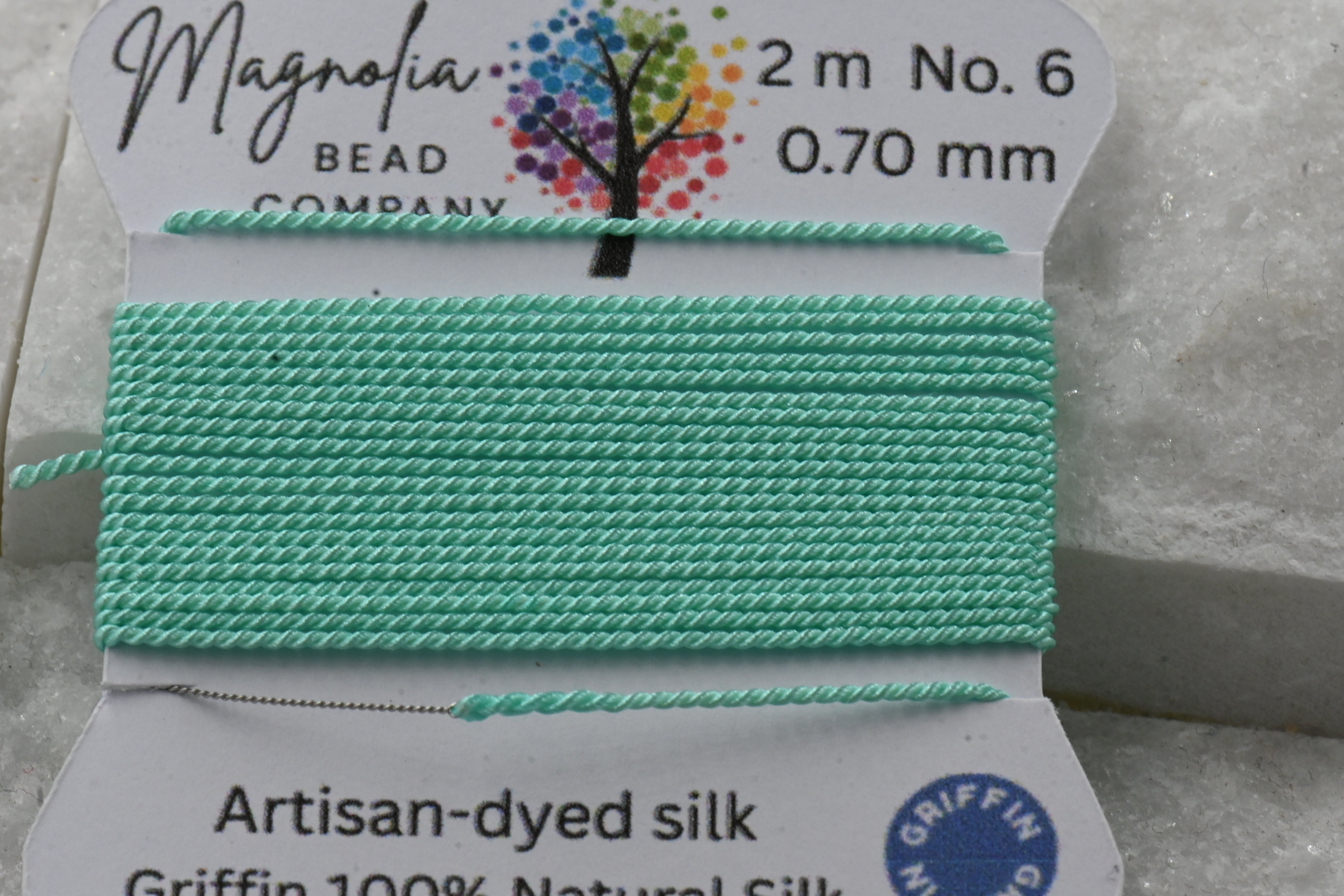 Retro Fluorescent Aqua Griffin Silk Cord – Hand-Dyed Thread for Knotting, Jewelry Making, Pendant Stringing