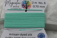 Retro Fluorescent Aqua Griffin Silk Cord – Hand-Dyed Thread for Knotting, Jewelry Making, Pendant Stringing
