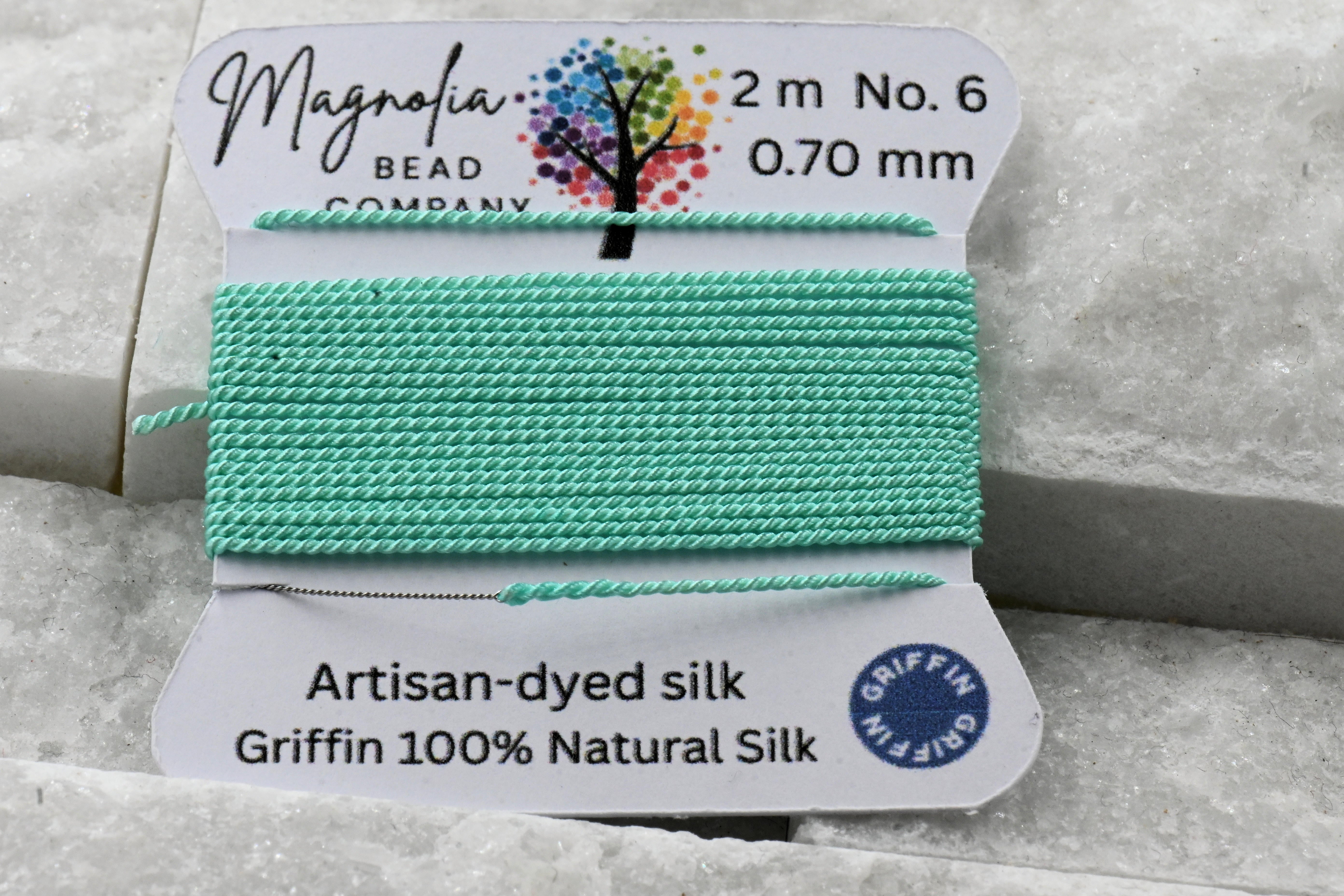 Retro Fluorescent Aqua Griffin Silk Cord – Hand-Dyed Thread for Knotting, Jewelry Making, Pendant Stringing