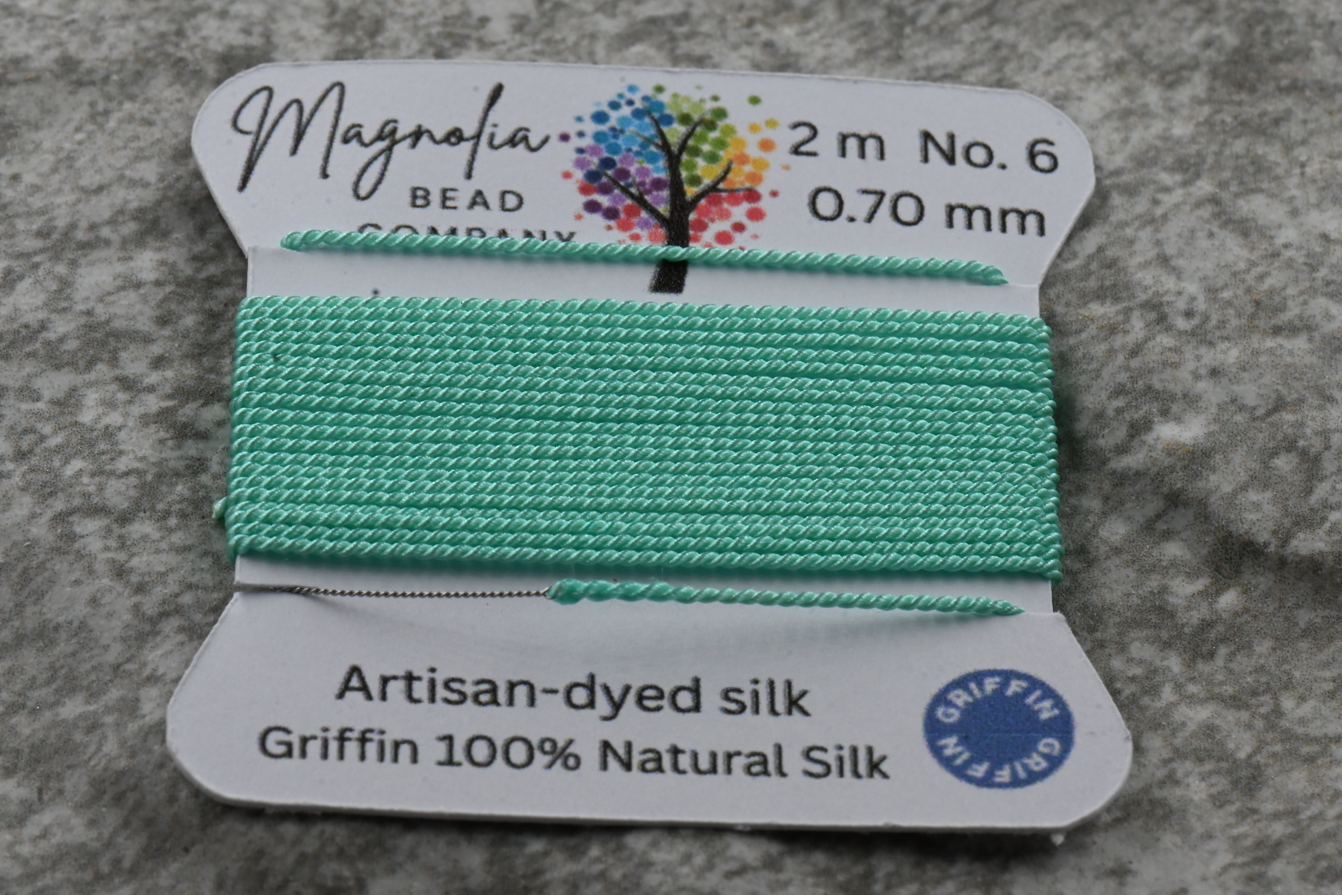 Retro Fluorescent Aqua Griffin Silk Cord – Hand-Dyed Thread for Knotting, Jewelry Making, Pendant Stringing