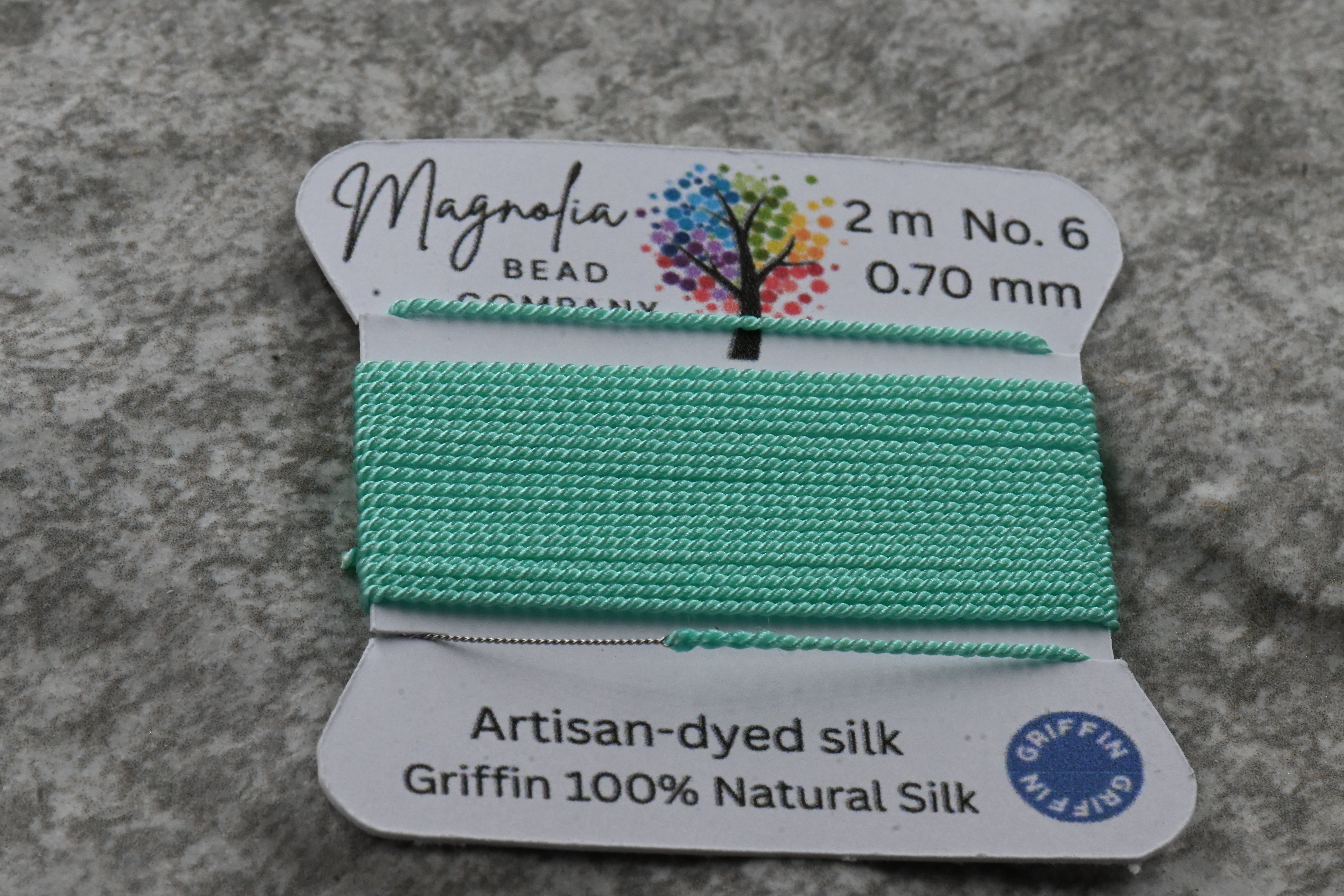 Retro Fluorescent Aqua Griffin Silk Cord – Hand-Dyed Thread for Knotting, Jewelry Making, Pendant Stringing