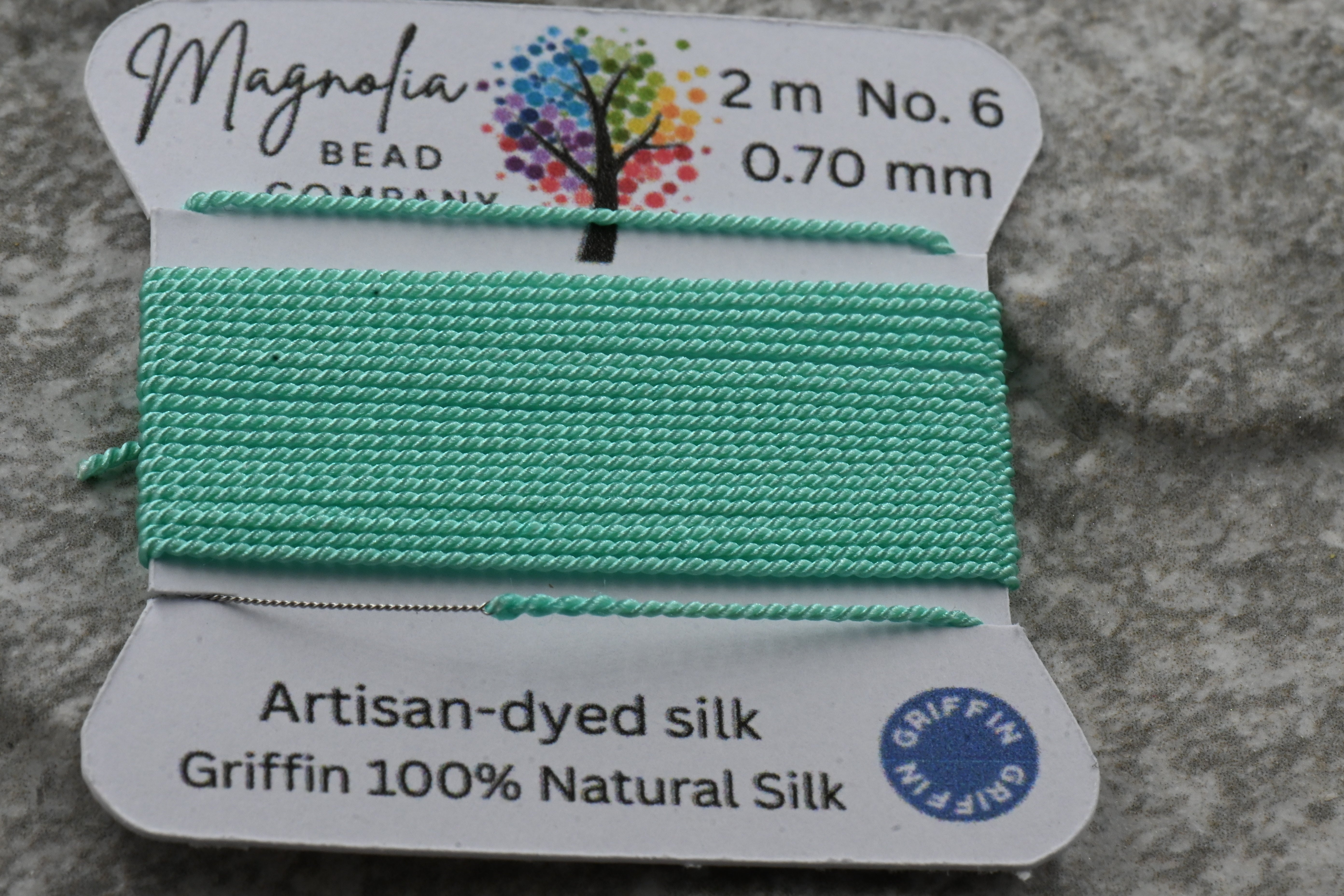 Retro Fluorescent Aqua Griffin Silk Cord – Hand-Dyed Thread for Knotting, Jewelry Making, Pendant Stringing