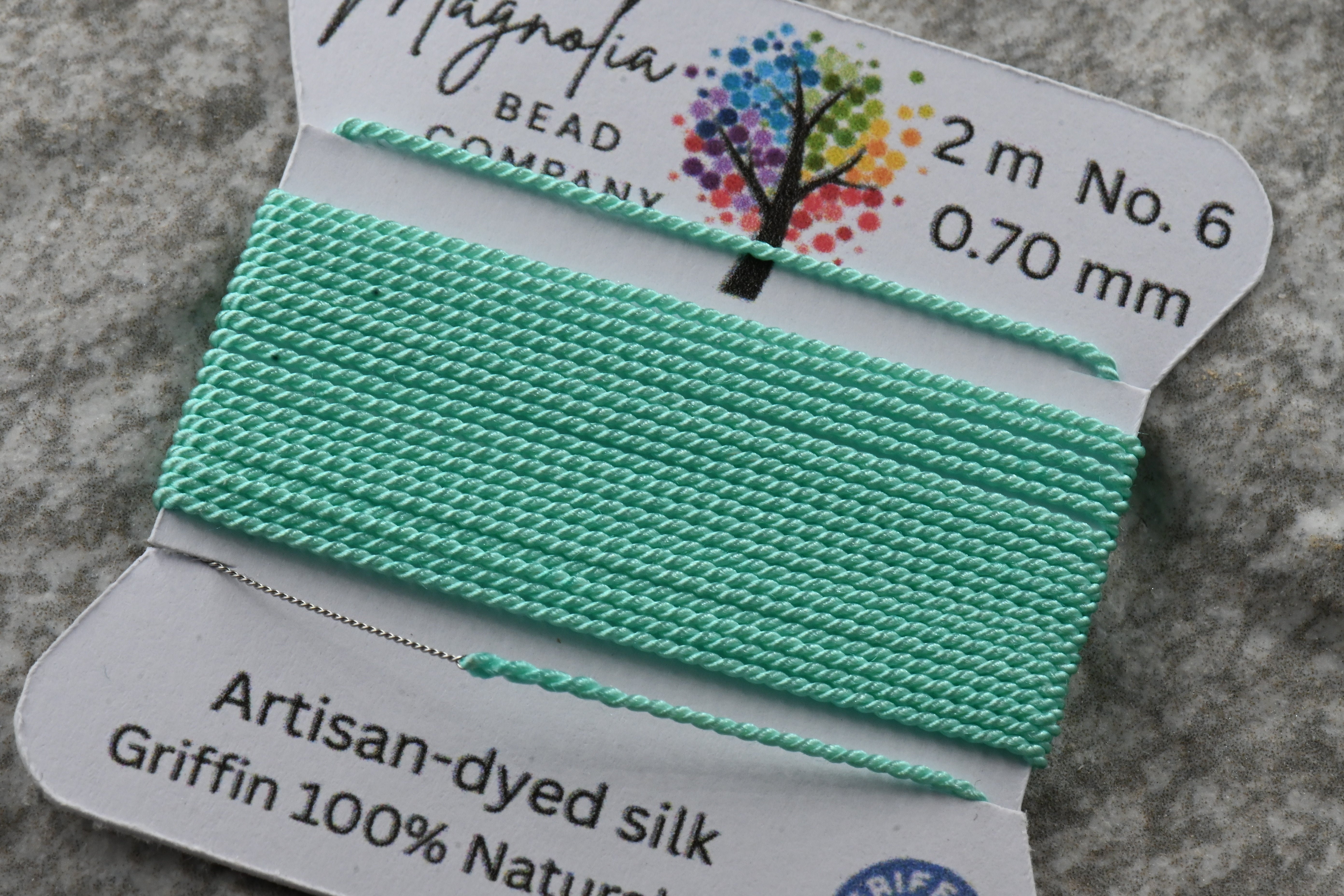Retro Fluorescent Aqua Griffin Silk Cord – Hand-Dyed Thread for Knotting, Jewelry Making, Pendant Stringing