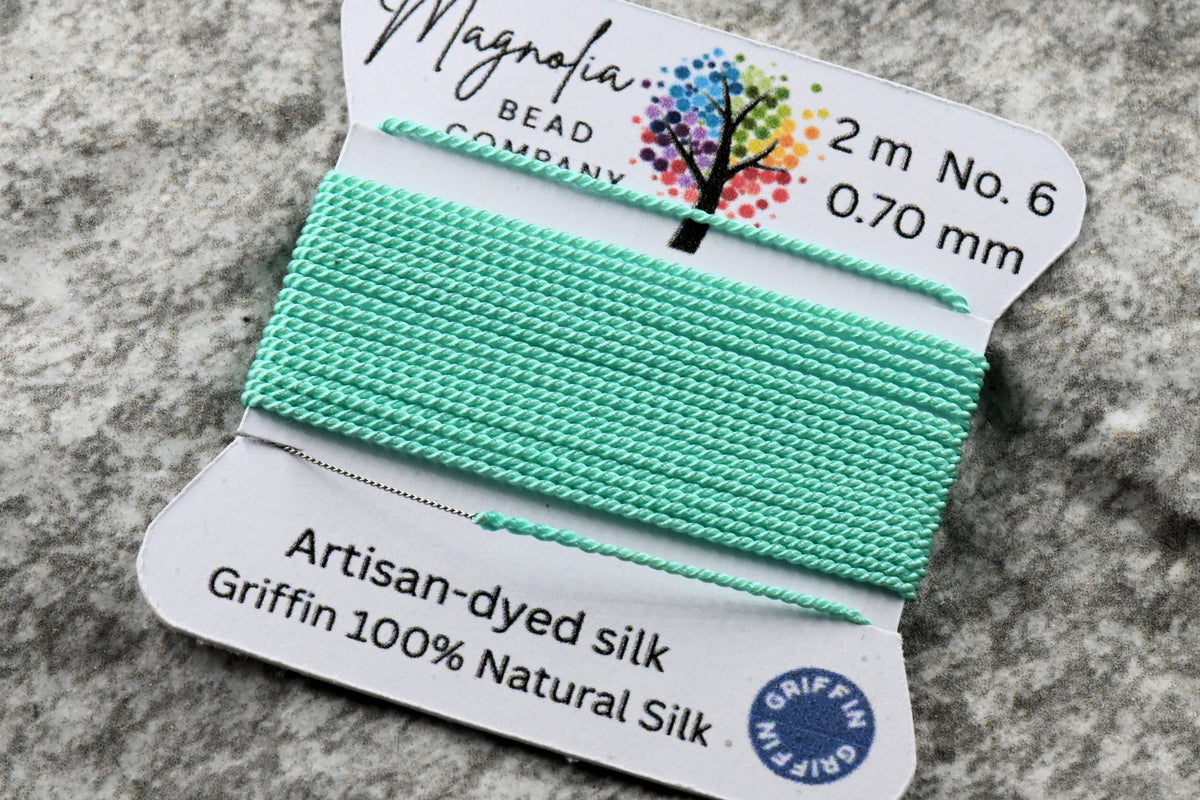 Retro Fluorescent Aqua Griffin Silk Cord – Hand-Dyed Thread for Knotting, Jewelry Making, Pendant Stringing