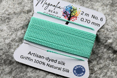 Retro Fluorescent Aqua Griffin Silk Cord – Hand-Dyed Thread for Knotting, Jewelry Making, Pendant Stringing