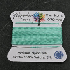Retro Fluorescent Aqua Griffin Silk Cord – Hand-Dyed Thread for Knotting, Jewelry Making, Pendant Stringing