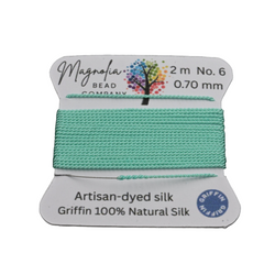 Retro Fluorescent Aqua Griffin Silk Cord – Hand-Dyed Thread for Knotting, Jewelry Making, Pendant Stringing