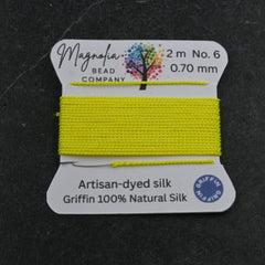 Retro Fluorescent Yellow Griffin Silk Cord – Hand-Dyed Thread for Knotting, Jewelry Making, Pendant Stringing