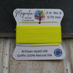 Retro Fluorescent Yellow Griffin Silk Cord – Hand-Dyed Thread for Knotting, Jewelry Making, Pendant Stringing