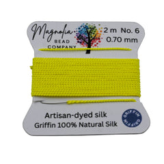 Retro Fluorescent Yellow Griffin Silk Cord – Hand-Dyed Thread for Knotting, Jewelry Making, Pendant Stringing