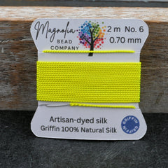 Retro Fluorescent Yellow Griffin Silk Cord – Hand-Dyed Thread for Knotting, Jewelry Making, Pendant Stringing