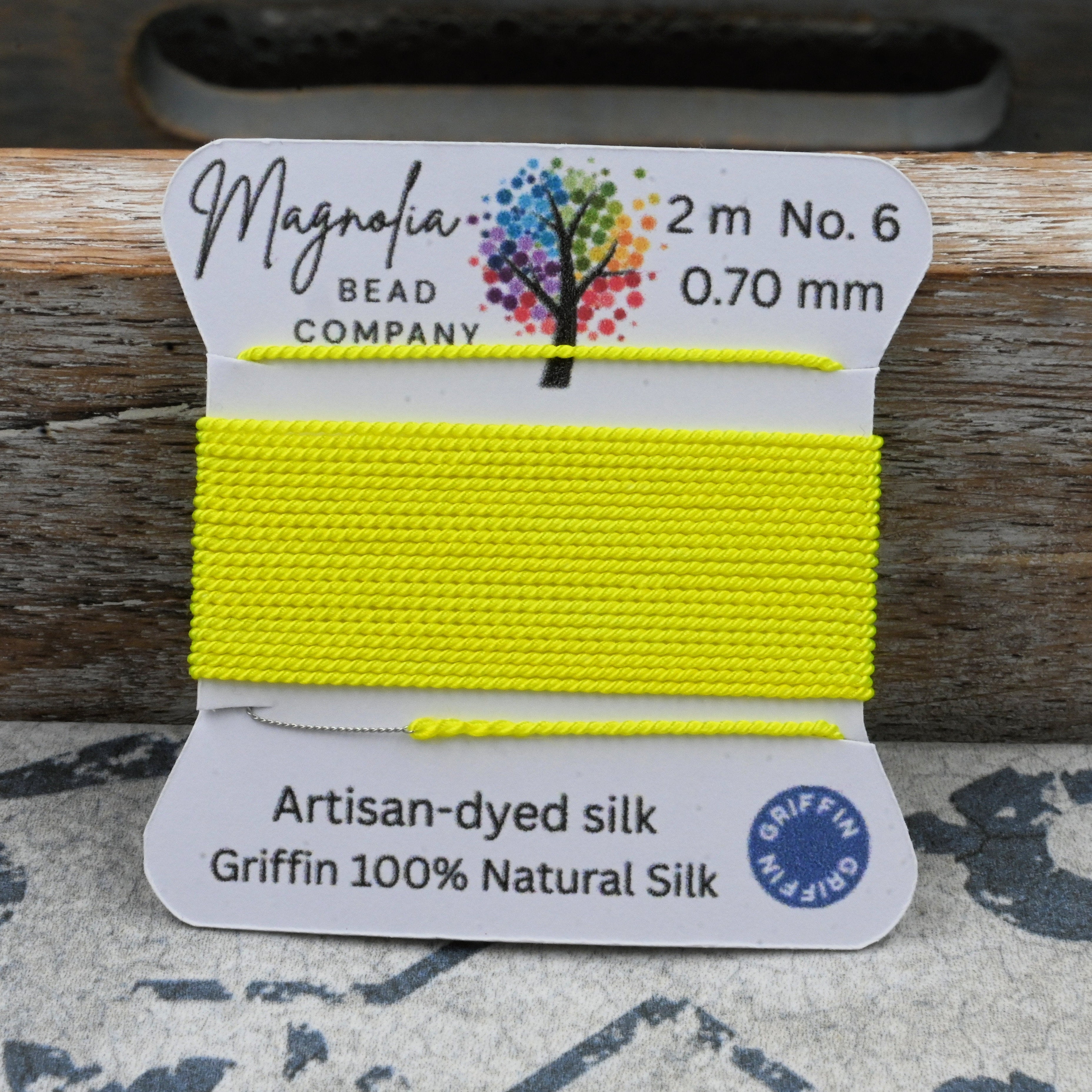 Retro Fluorescent Yellow Griffin Silk Cord – Hand-Dyed Thread for Knotting, Jewelry Making, Pendant Stringing