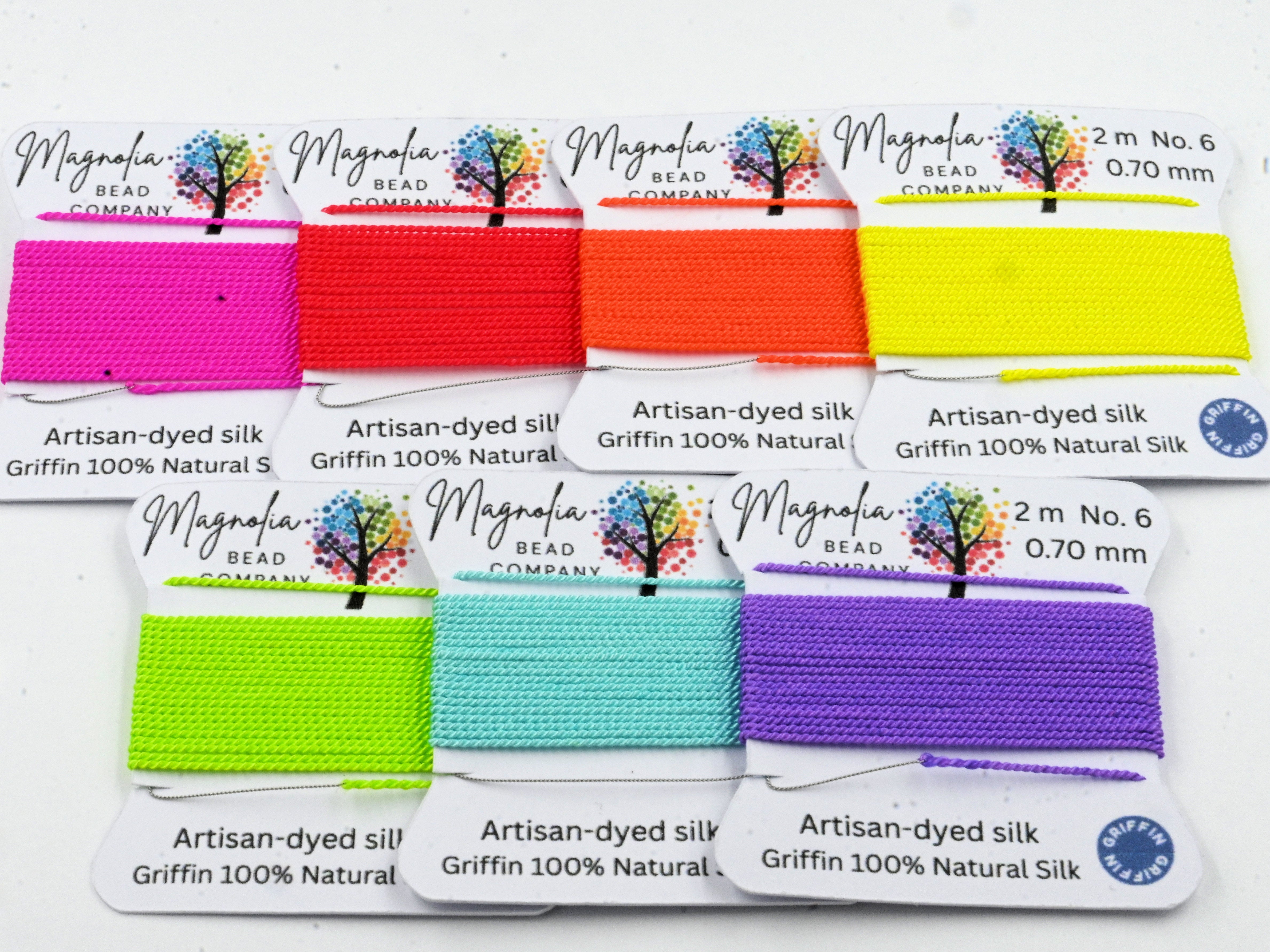 NEON COLLECTION Griffin Silk Cord – UV Light, Hand-Dyed Thread for Knotting, Jewelry Making, Pendant Stringing