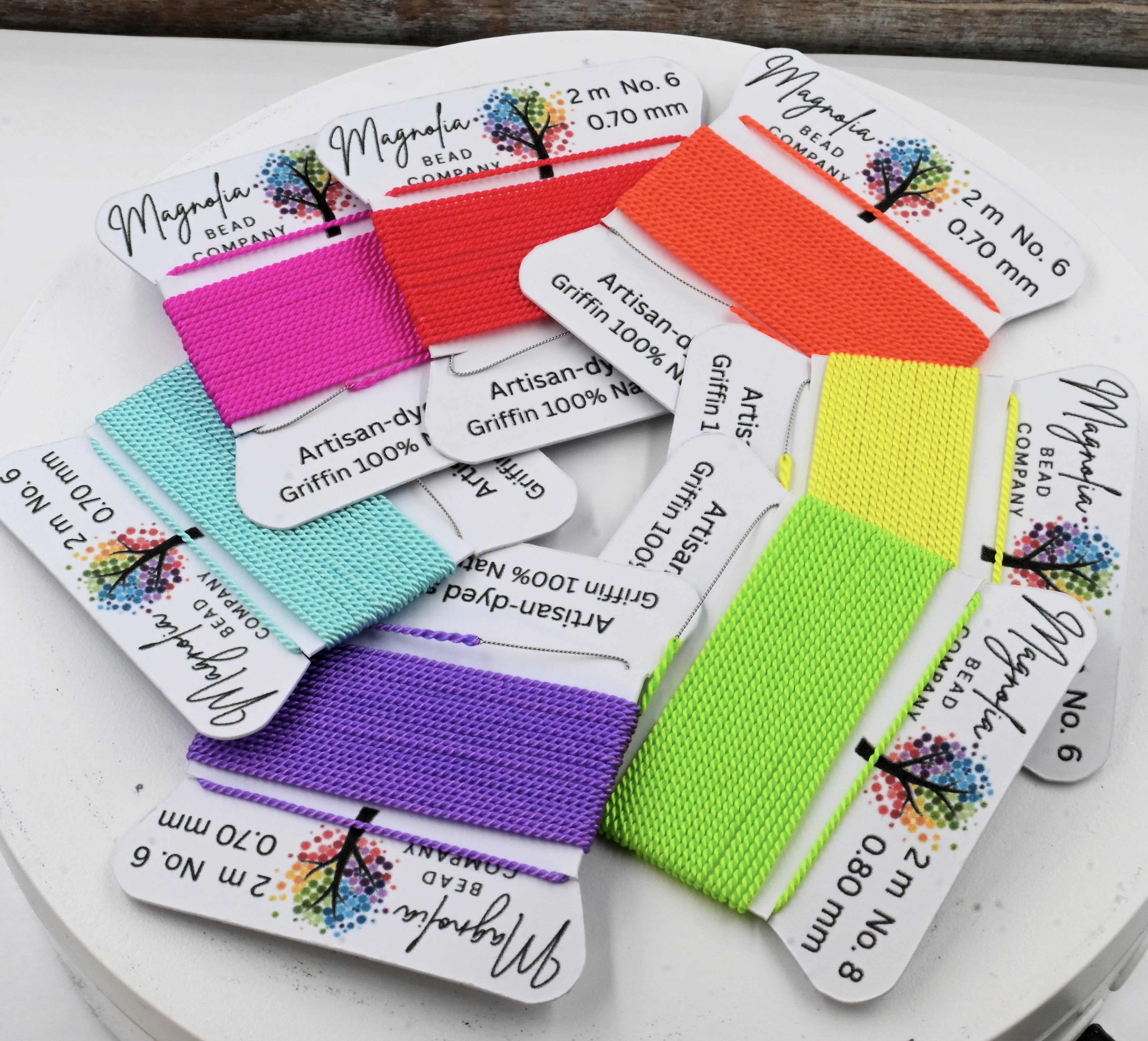 NEON COLLECTION Griffin Silk Cord – UV Light, Hand-Dyed Thread for Knotting, Jewelry Making, Pendant Stringing