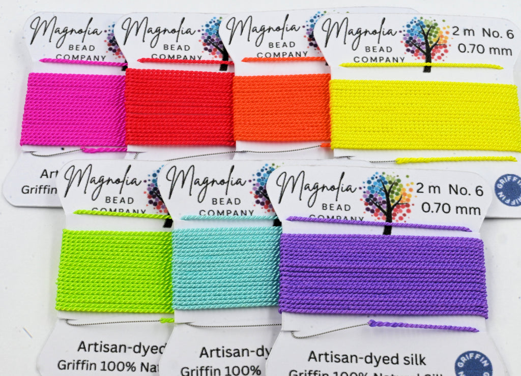 NEON COLLECTION Griffin Silk Cord – UV Light, Hand-Dyed Thread for Knotting, Jewelry Making, Pendant Stringing