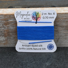 Azure Blue Griffin Silk Cord – Hand-Dyed Thread for Knotting, Jewelry Making, Pendant Stringing