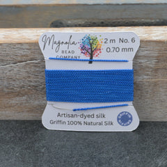 Azure Blue Griffin Silk Cord – Hand-Dyed Thread for Knotting, Jewelry Making, Pendant Stringing