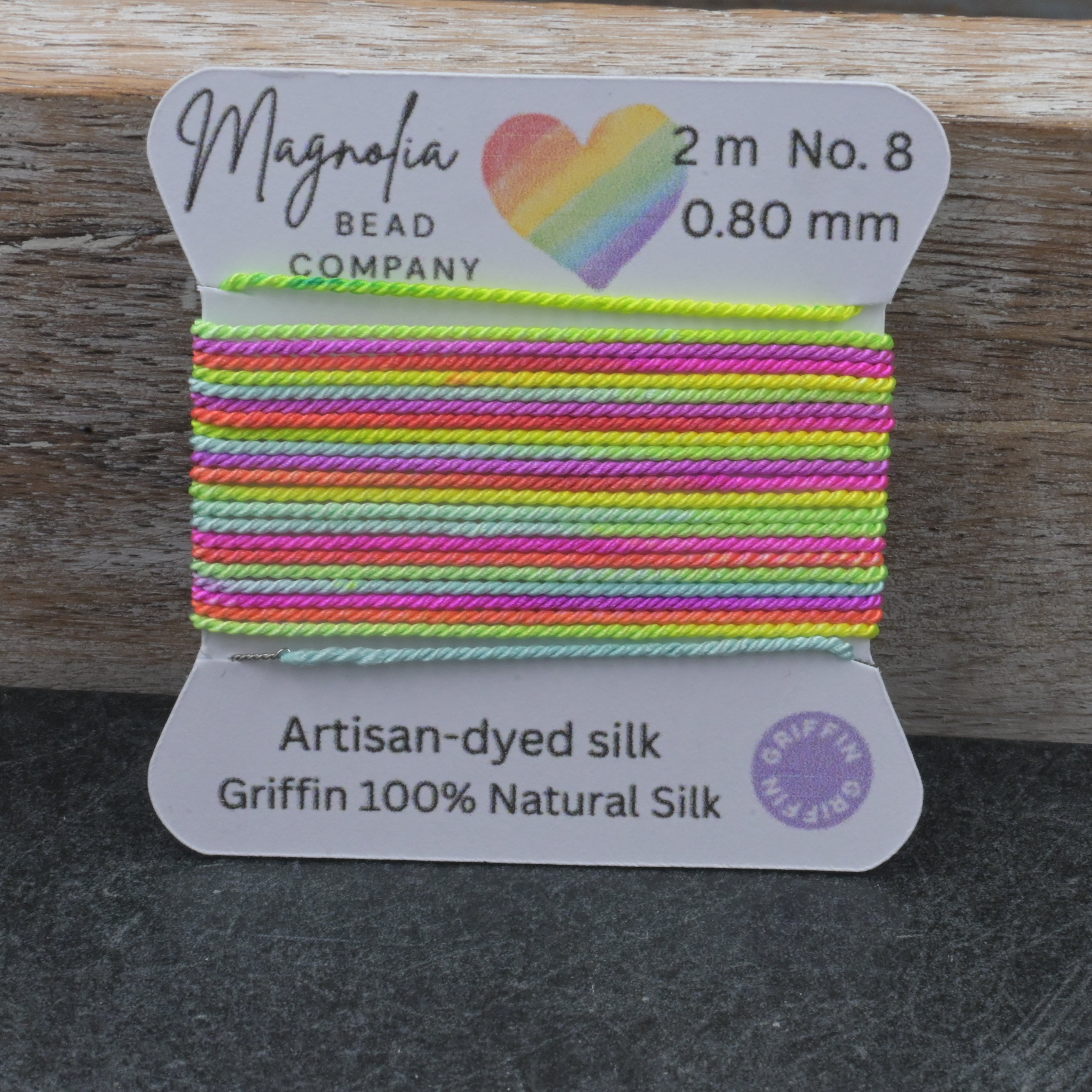 Neon Rainbow Griffin Silk Cord – Hand-Dyed Thread for Knotting, Jewelry Making, Pendant Stringing