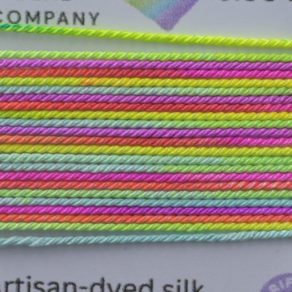 Neon Rainbow Griffin Silk Cord – Hand-Dyed Thread for Knotting, Jewelry Making, Pendant Stringing