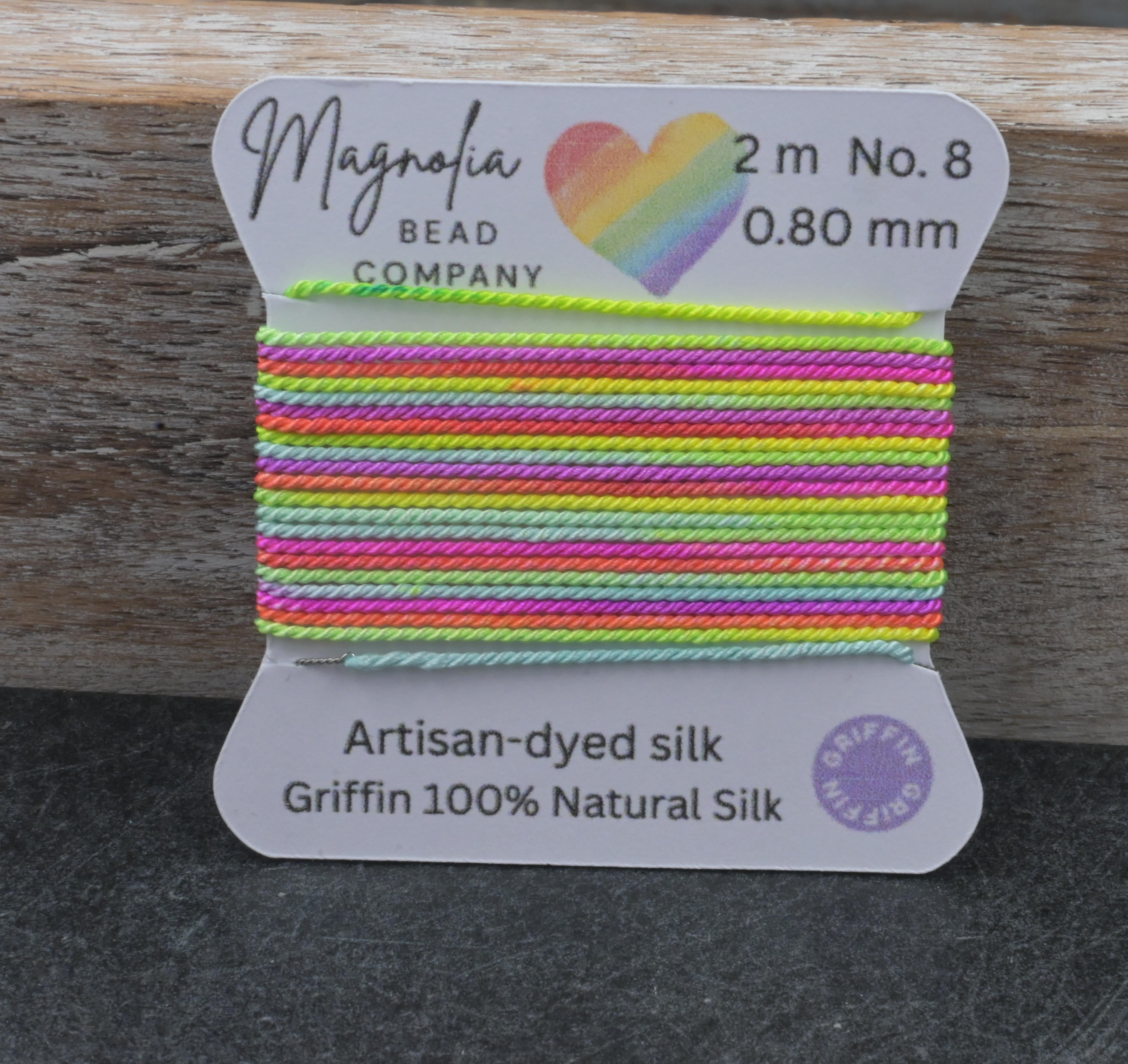 Neon Rainbow Griffin Silk Cord – Hand-Dyed Thread for Knotting, Jewelry Making, Pendant Stringing