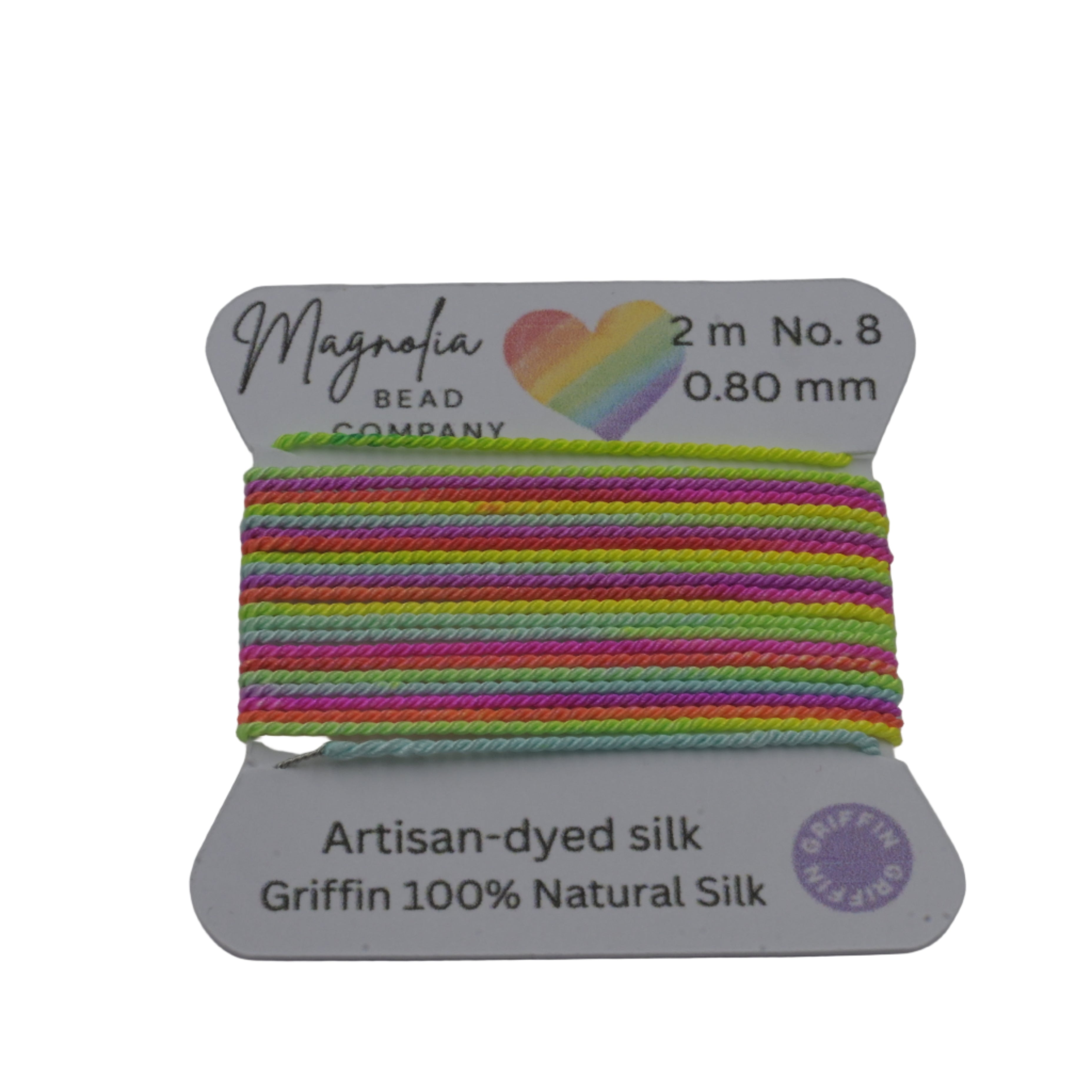 Neon Rainbow Griffin Silk Cord – Hand-Dyed Thread for Knotting, Jewelry Making, Pendant Stringing