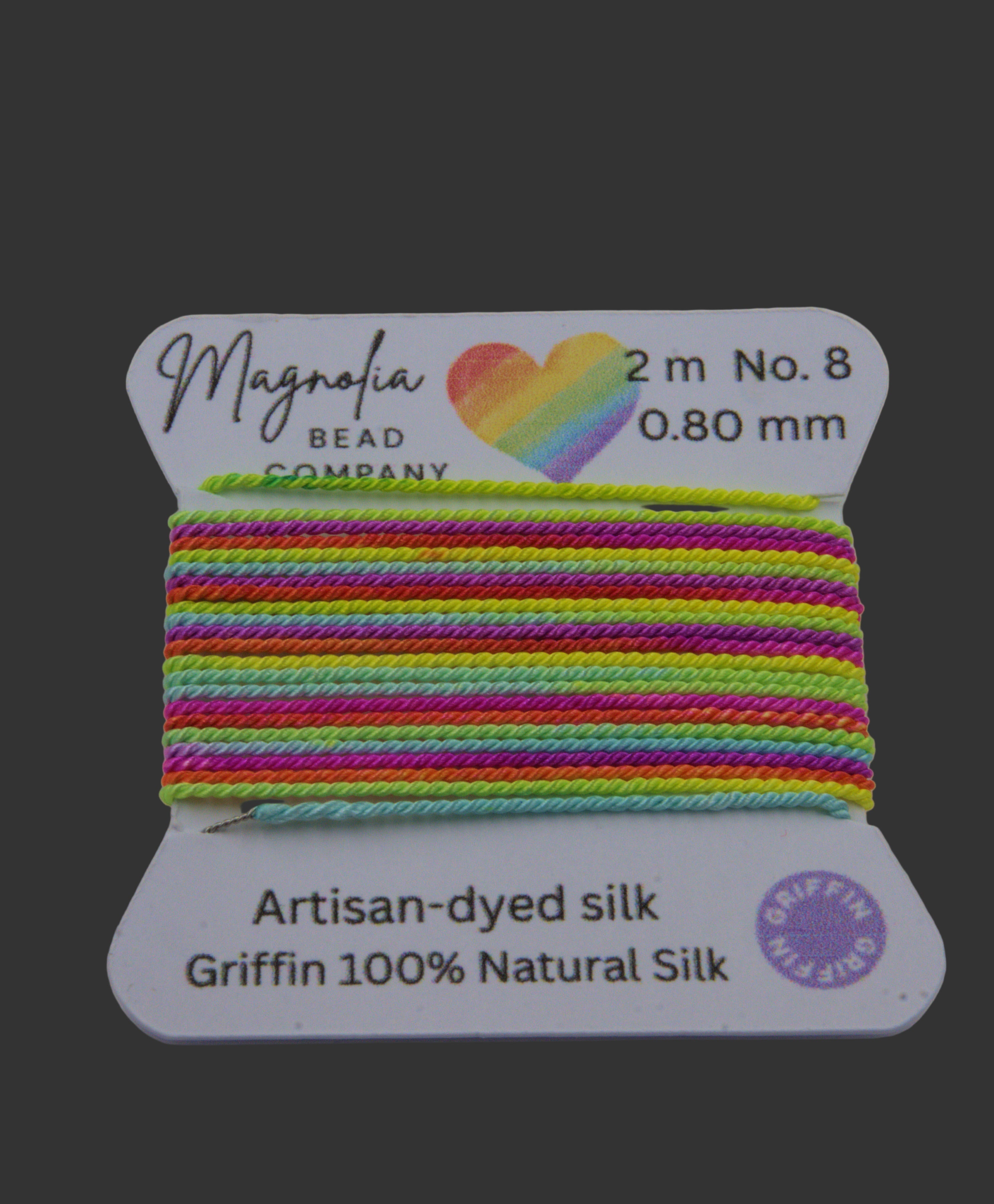 Neon Rainbow Griffin Silk Cord – Hand-Dyed Thread for Knotting, Jewelry Making, Pendant Stringing