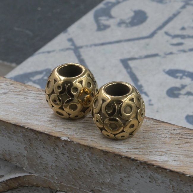 Gold Circle Pattern Stainless Steel Large Hole Beads. 1pc Main Image