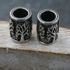 304 Stainless Steel European Tube Beads, Tree, Large Hole Beads, Antique Silver, 12x9mm