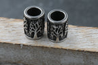 304 Stainless Steel European Tube Beads, Tree, Large Hole Beads, Antique Silver, 12x9mm