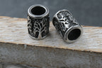 304 Stainless Steel European Tube Beads, Tree, Large Hole Beads, Antique Silver, 12x9mm