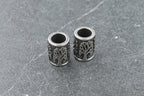 304 Stainless Steel European Tube Beads, Tree, Large Hole Beads, Antique Silver, 12x9mm