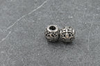 304 Stainless Steel European Beads, Large Hole Beads, Rondelle with Fleur De Lis, Antique Silver, 10x9mm