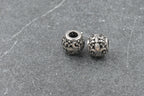 304 Stainless Steel European Beads, Large Hole Beads, Rondelle with Fleur De Lis, Antique Silver, 10x9mm
