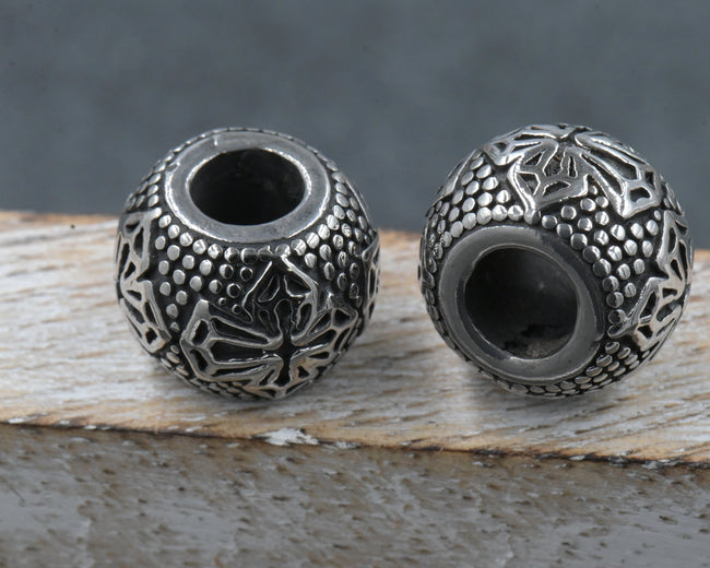 304 Stainless Steel Beads, Large Hole Beads, Rondelle with Cross, Antique Silver, 13x10mm Hover Image