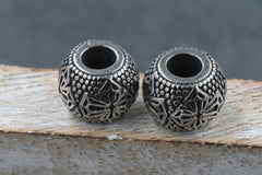 304 Stainless Steel Beads, Large Hole Beads, Rondelle with Cross, Antique Silver, 13x10mm
