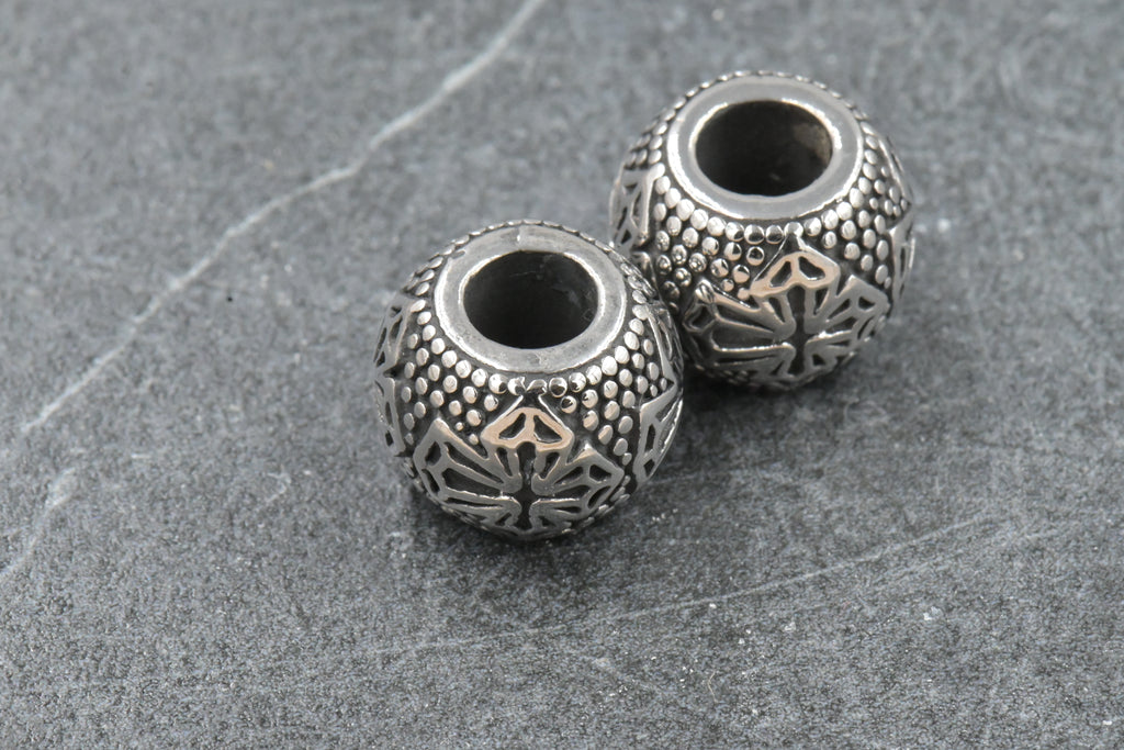 304 Stainless Steel Beads, Large Hole Beads, Rondelle with Cross, Antique Silver, 13x10mm