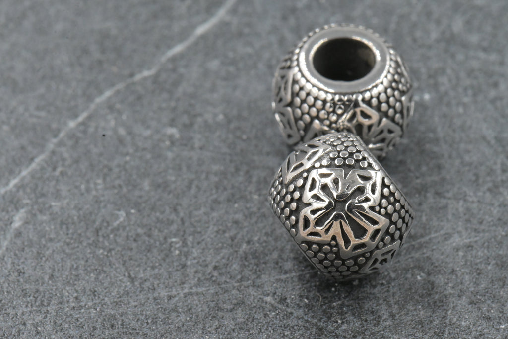 304 Stainless Steel Beads, Large Hole Beads, Rondelle with Cross, Antique Silver, 13x10mm