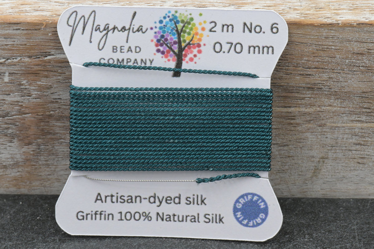 Twilight Fir Green Griffin Silk Cord – Hand-Dyed Thread for Knotting, Jewelry Making, Pendant Stringing