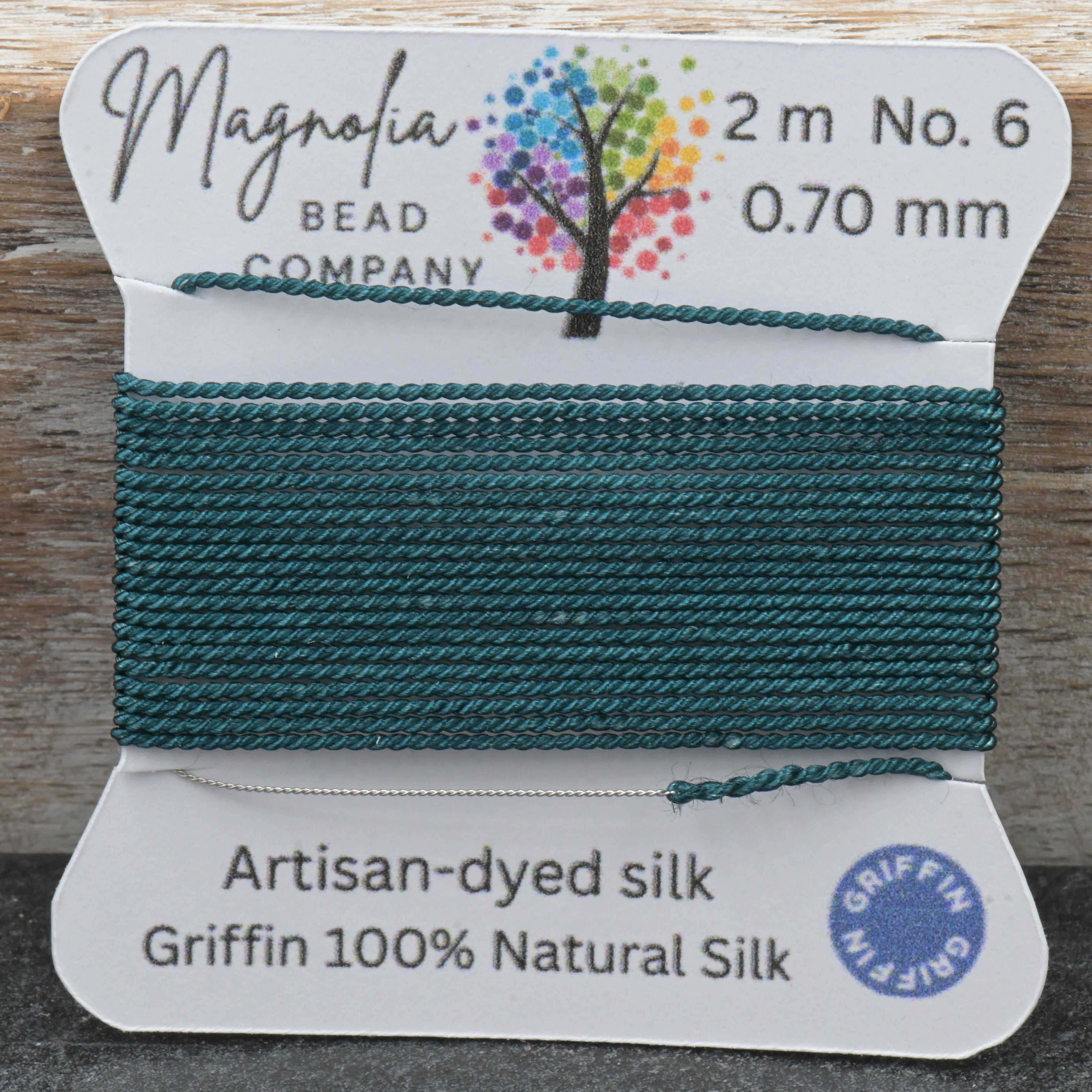 Twilight Fir Green Griffin Silk Cord – Hand-Dyed Thread for Knotting, Jewelry Making, Pendant Stringing