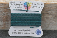 Twilight Fir Green Griffin Silk Cord – Hand-Dyed Thread for Knotting, Jewelry Making, Pendant Stringing