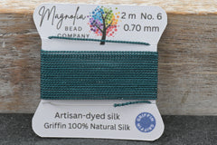 Twilight Fir Green Griffin Silk Cord – Hand-Dyed Thread for Knotting, Jewelry Making, Pendant Stringing