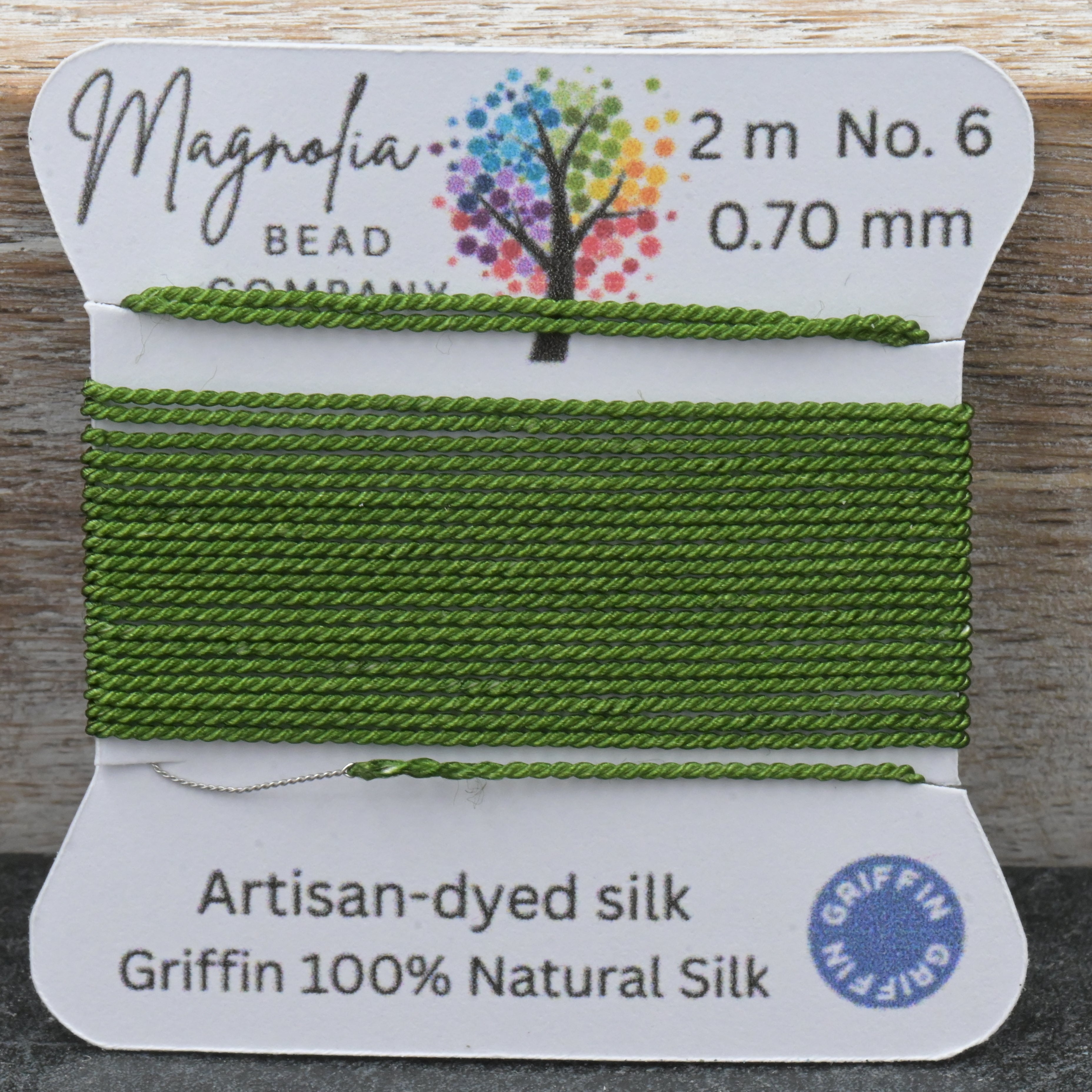 Evergreen Moss Griffin Silk Cord – Hand‑Dyed Thread for Knotting, Jewelry Making, Pendant Stringing