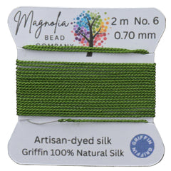 Evergreen Moss Griffin Silk Cord – Hand‑Dyed Thread for Knotting, Jewelry Making, Pendant Stringing