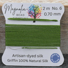 Evergreen Moss Griffin Silk Cord – Hand‑Dyed Thread for Knotting, Jewelry Making, Pendant Stringing