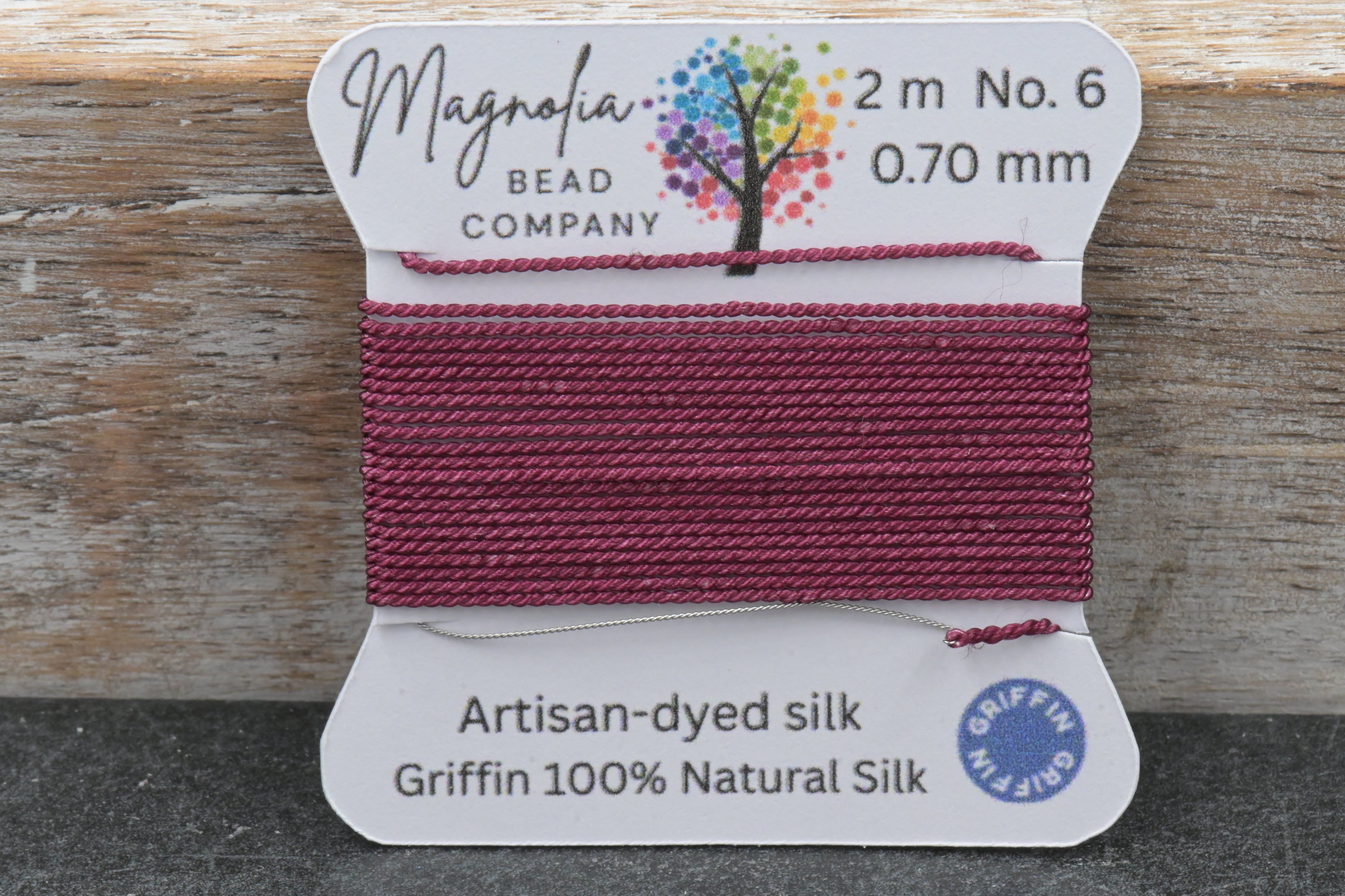 Mulberry Wine Griffin Silk Cord – Hand‑Dyed Thread for Knotting, Jewelry Making, Pendant Stringing