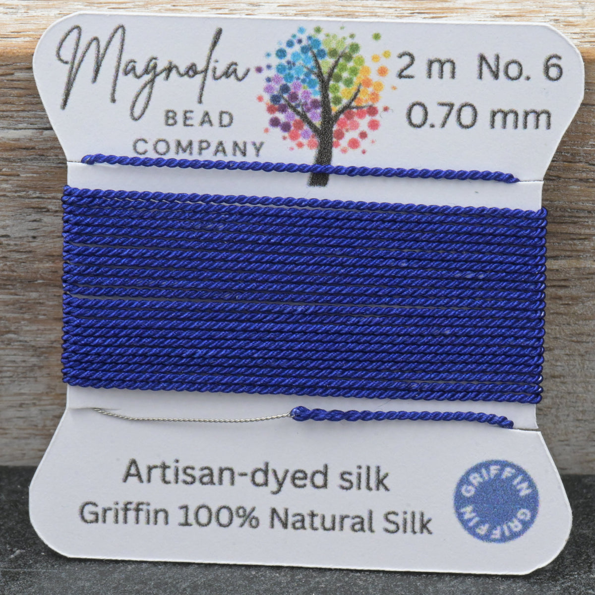 Midnight Indigo Blue Griffin Silk Cord – Hand‑Dyed Thread for Knotting, Jewelry Making, Pendant Stringing