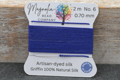 Midnight Indigo Blue Griffin Silk Cord – Hand‑Dyed Thread for Knotting, Jewelry Making, Pendant Stringing