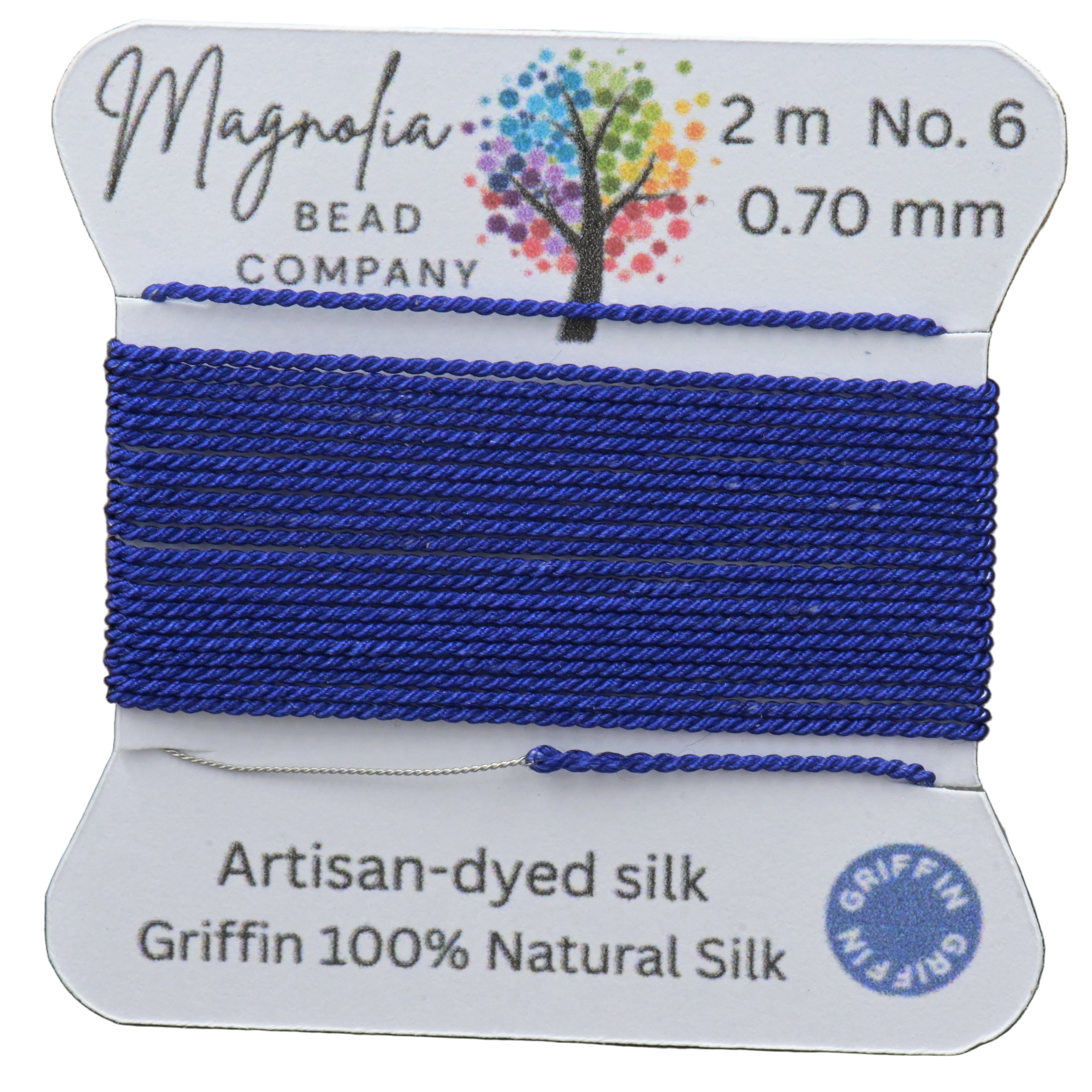 Midnight Indigo Blue Griffin Silk Cord – Hand‑Dyed Thread for Knotting, Jewelry Making, Pendant Stringing